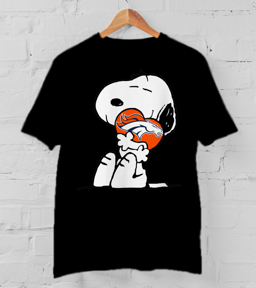 Snoopy Hugging Denver Broncos Football T-Shirt