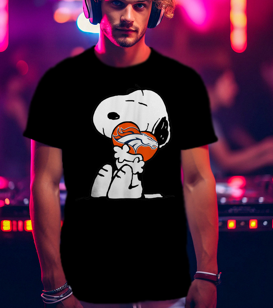 Snoopy Hugging Denver Broncos Football T-Shirt
