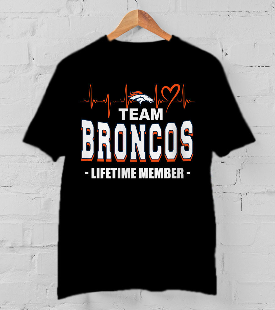 Team Broncos Lifetime Member Heartbeat T-Shirt
