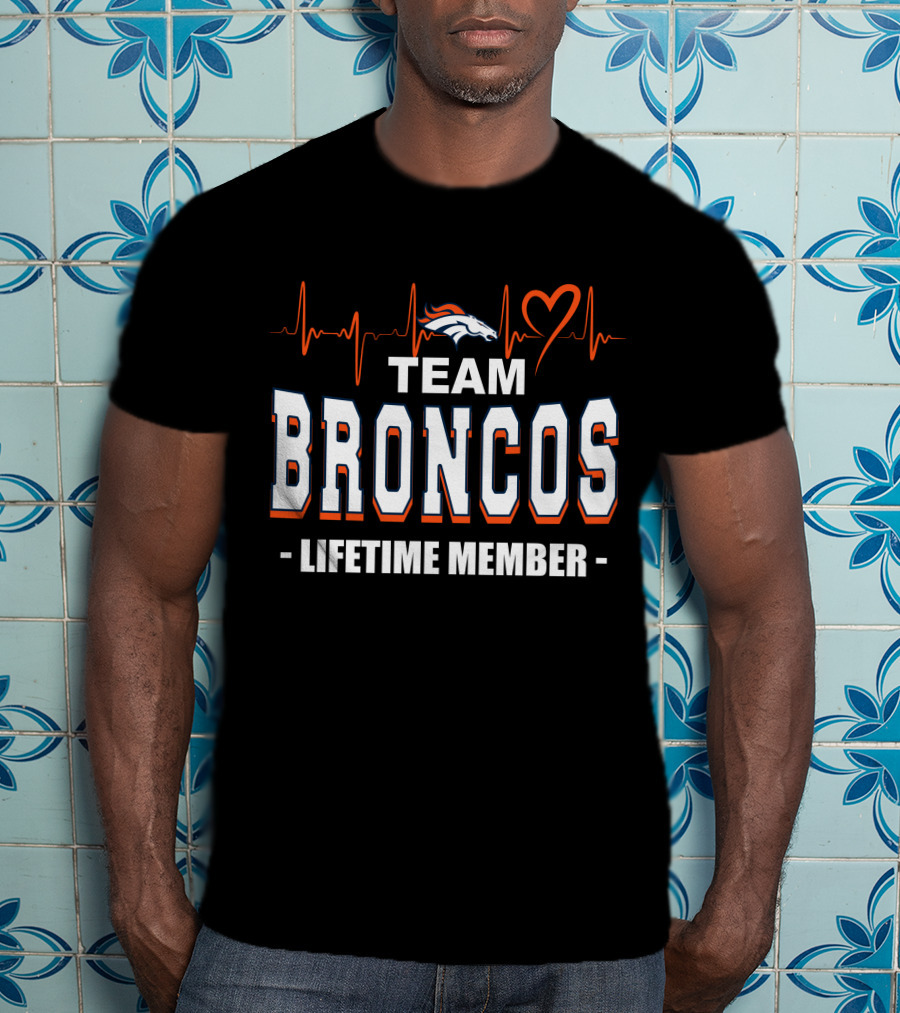 Team Broncos Lifetime Member Heartbeat T-Shirt