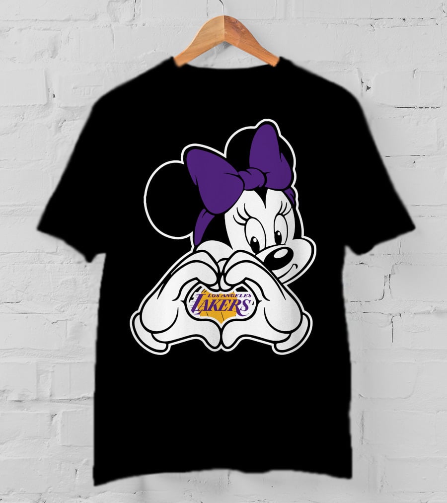Los Angeles Lakers Minnie Mouse Heart Hands T-Shirt