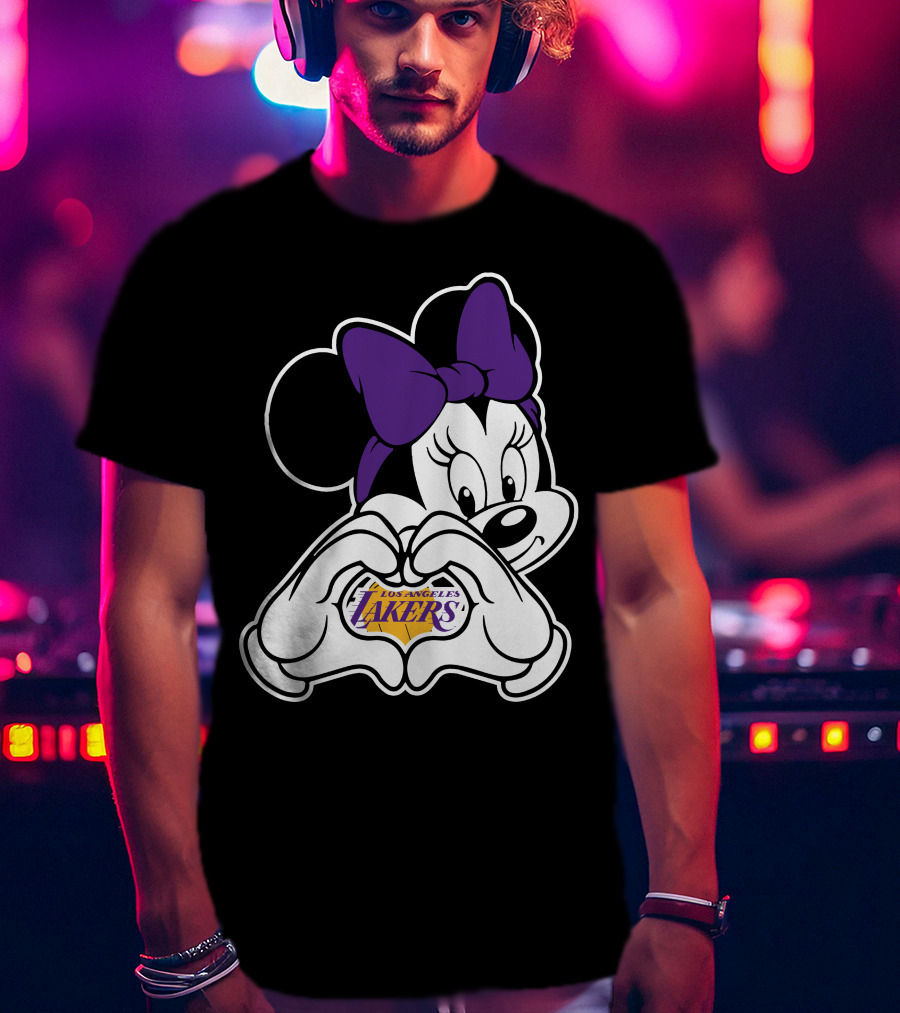 Los Angeles Lakers Minnie Mouse Heart Hands T-Shirt
