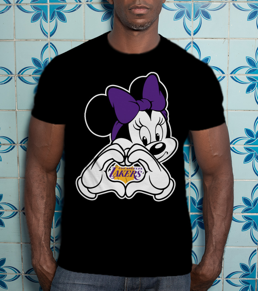 Los Angeles Lakers Minnie Mouse Heart Hands T-Shirt