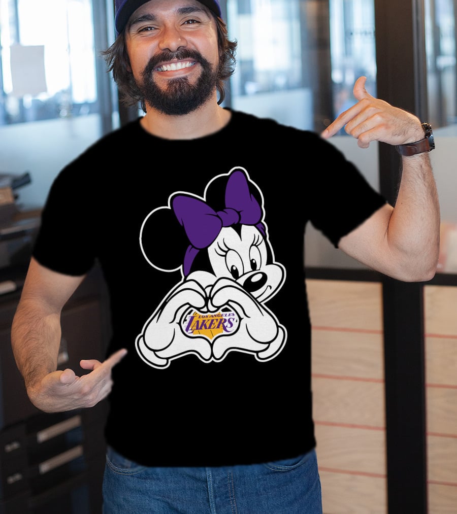 Los Angeles Lakers Minnie Mouse Heart Hands T-Shirt