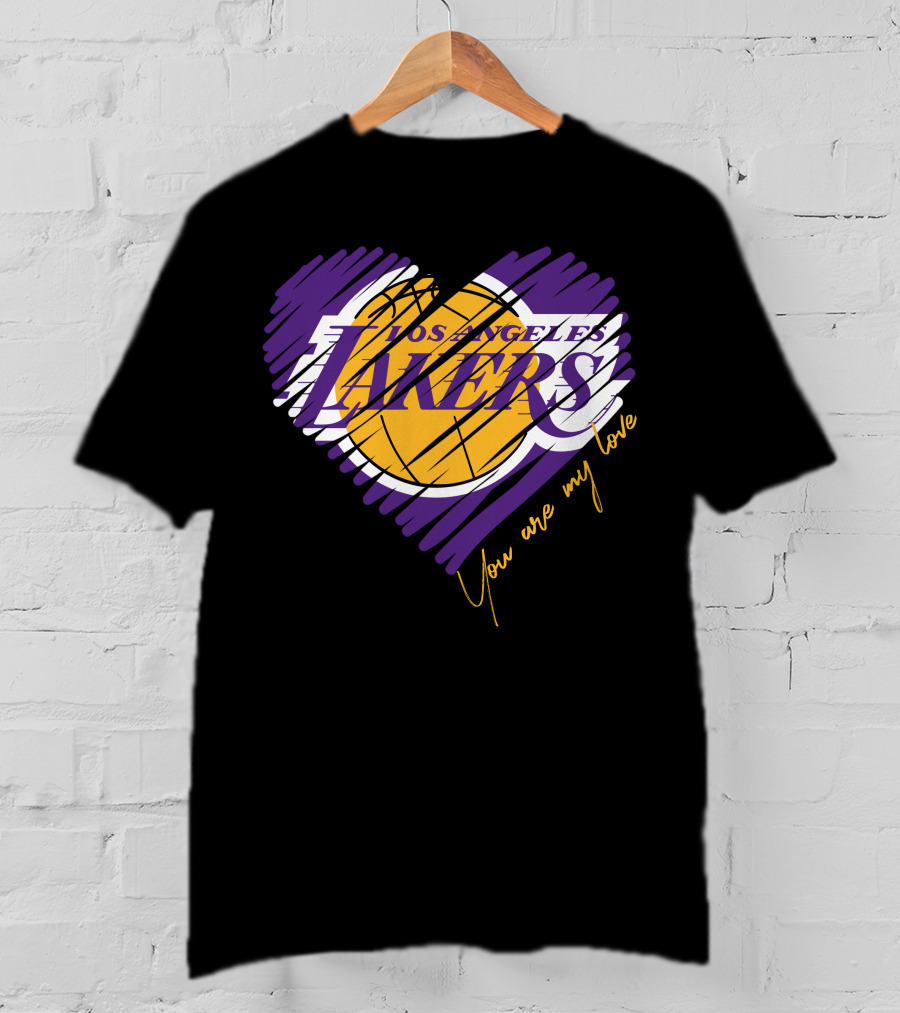 Los Angeles Lakers You Are My Love Heart Basketball T-Shirt