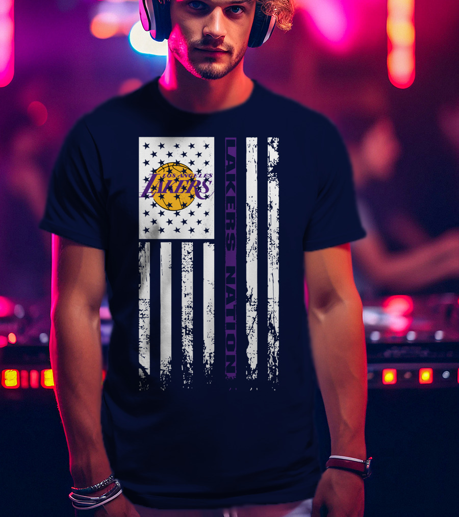 Los Angeles Lakers Nation Flag Stars Stripes T-Shirt