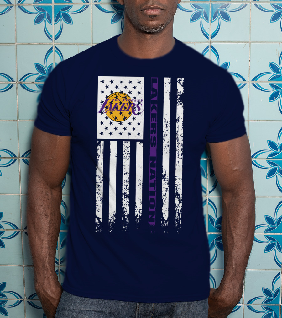 Los Angeles Lakers Nation Flag Stars Stripes T-Shirt