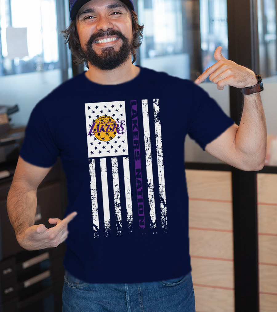 Los Angeles Lakers Nation Flag Stars Stripes T-Shirt