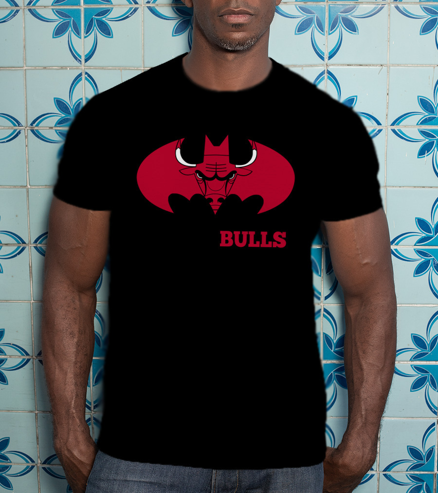 Chicago Bulls Red Batman Logo Mashup T-Shirt