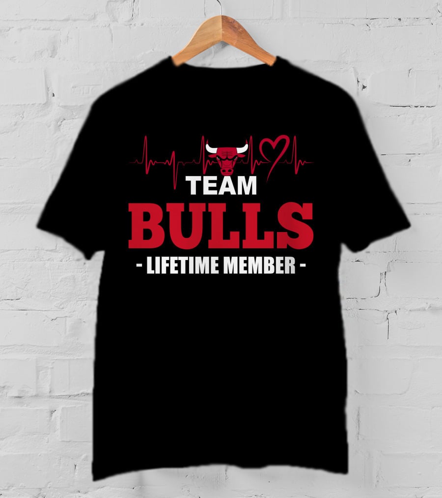 Team Bulls Lifetime Member Heartbeat Chicago Bulls T-Shirt
