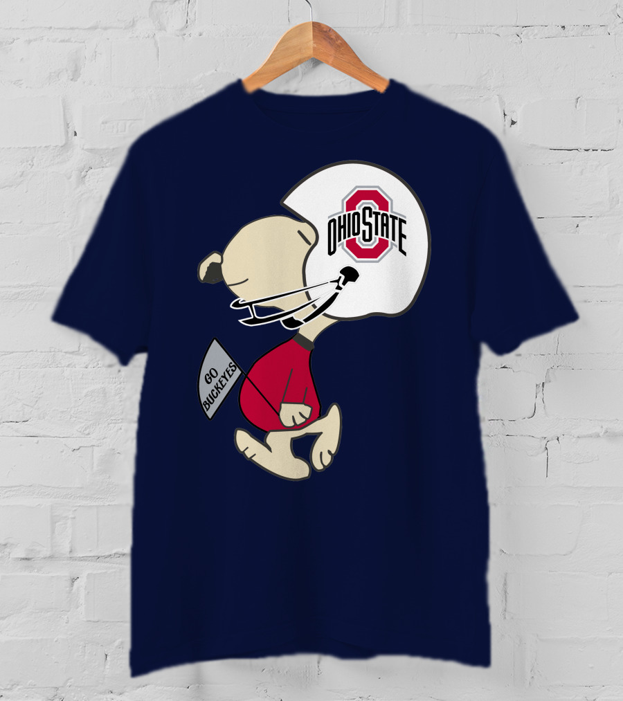 Go Buckeyes Ohio State Buckeyes Peanuts Character Football Helmet T-Shirt