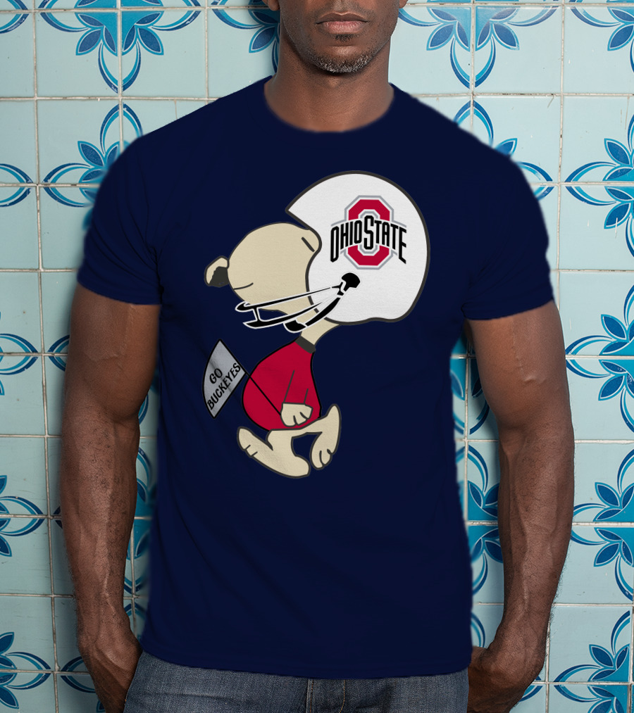 Go Buckeyes Ohio State Buckeyes Peanuts Character Football Helmet T-Shirt