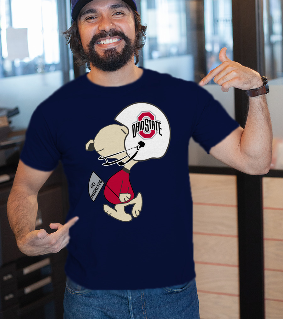 Go Buckeyes Ohio State Buckeyes Peanuts Character Football Helmet T-Shirt