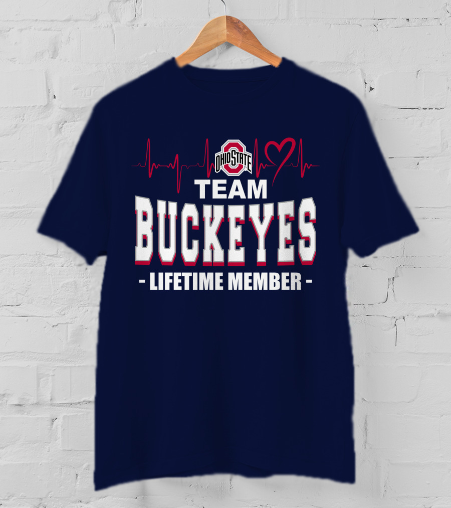 Ohio State Team Buckeyes Lifetime Member Heartbeat T-Shirt