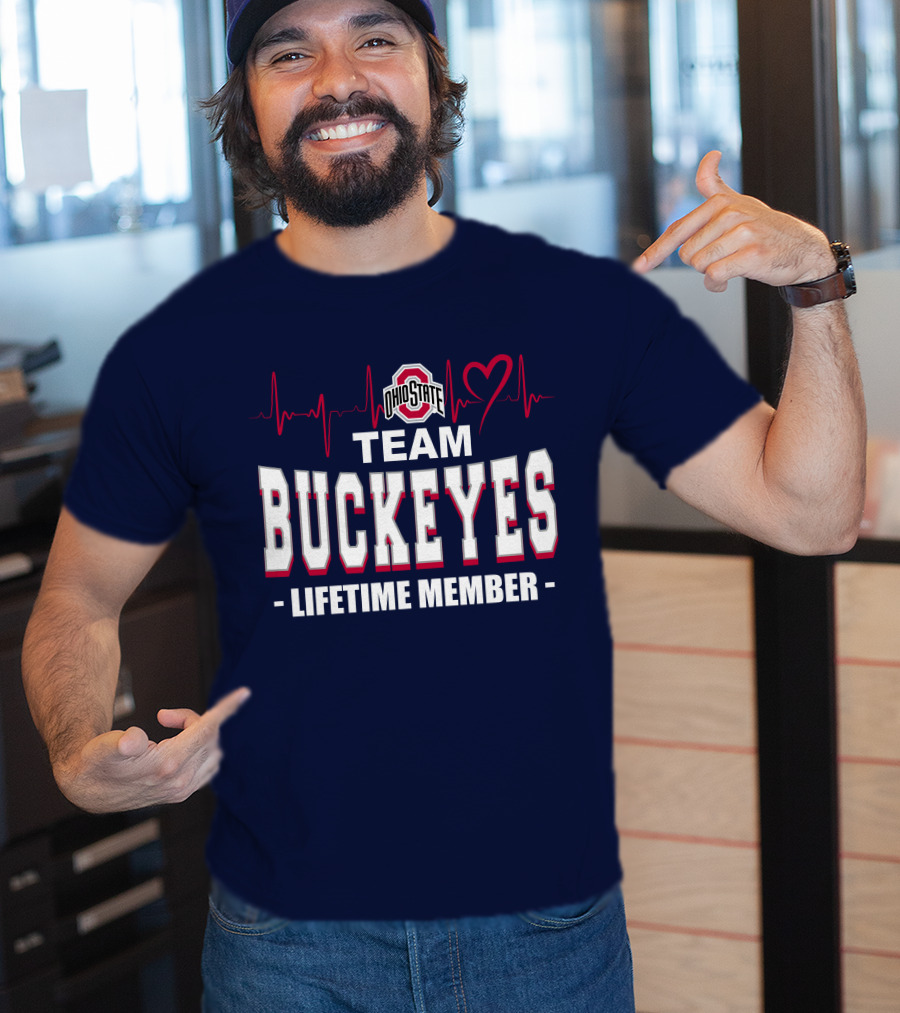 Ohio State Team Buckeyes Lifetime Member Heartbeat T-Shirt