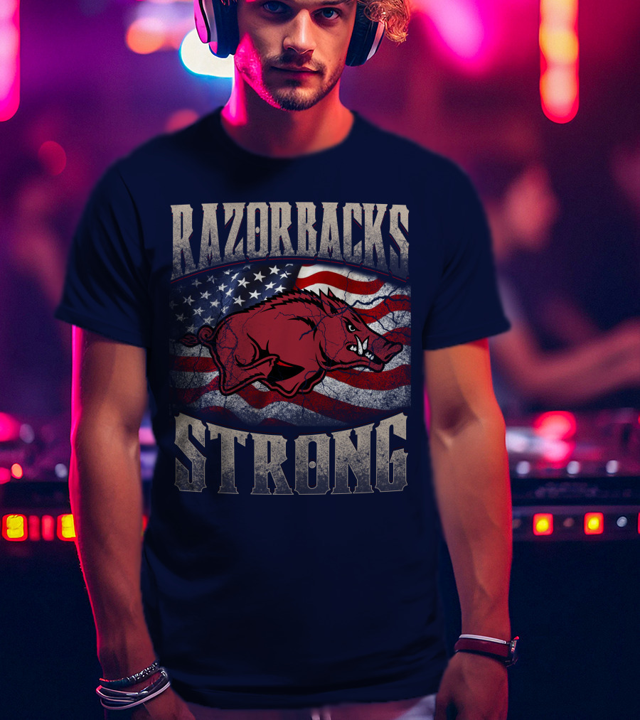 Razorbacks Strong American Flag T-Shirt