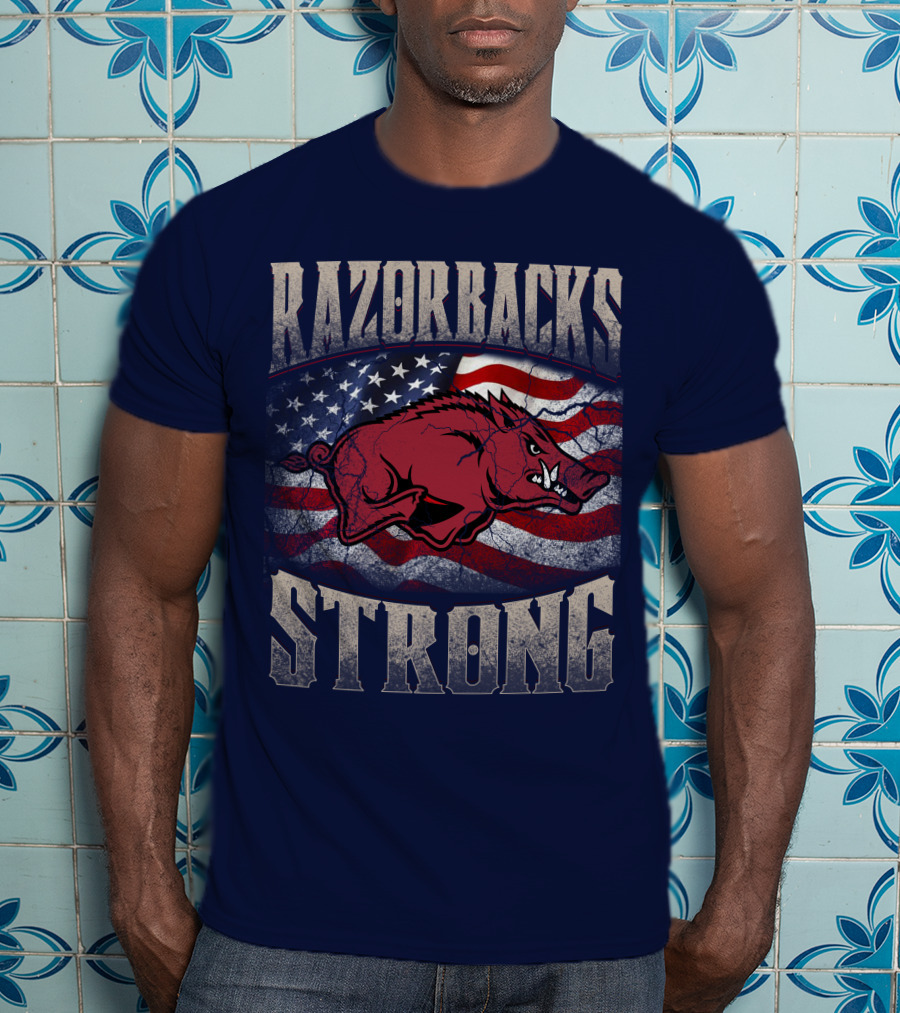 Razorbacks Strong American Flag T-Shirt