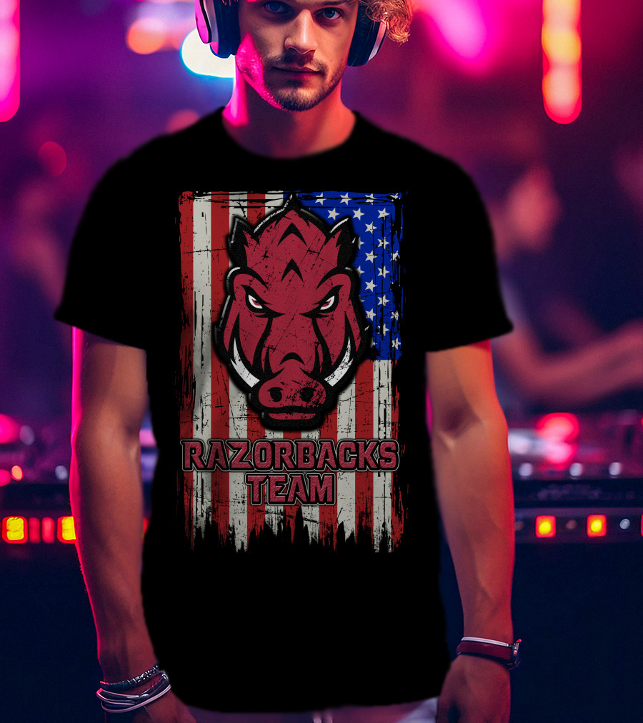 Razorbacks Team Arkansas Flag T-Shirt