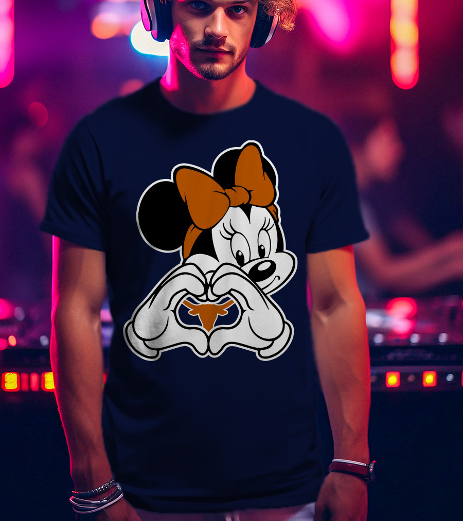 Texas Longhorns Minnie Mouse Heart Hands T-Shirt