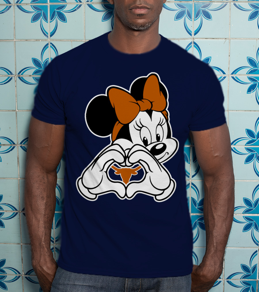 Texas Longhorns Minnie Mouse Heart Hands T-Shirt