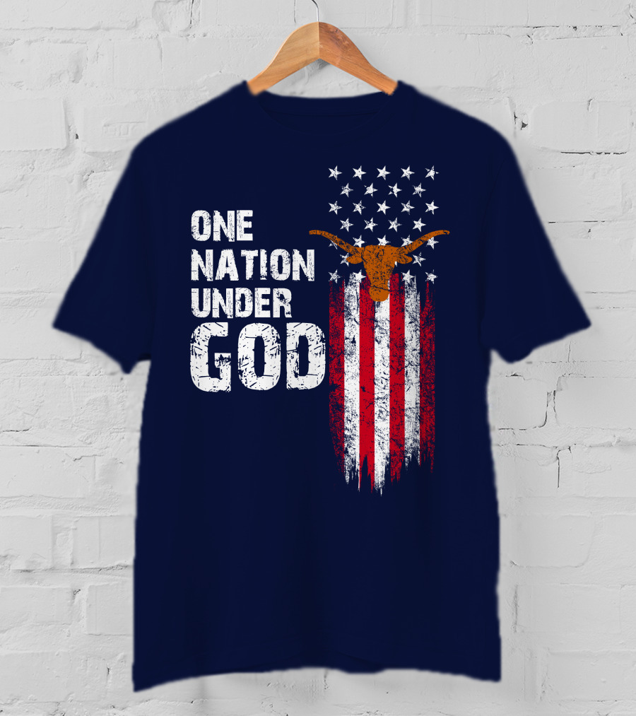 One Nation Under God Texas Longhorns Flag Usa T-Shirt