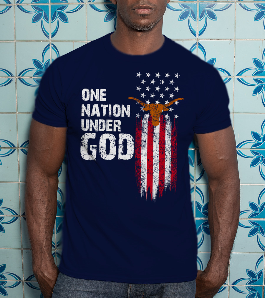 One Nation Under God Texas Longhorns Flag Usa T-Shirt