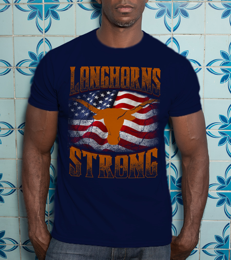 Longhorns Strong American Flag T-Shirt