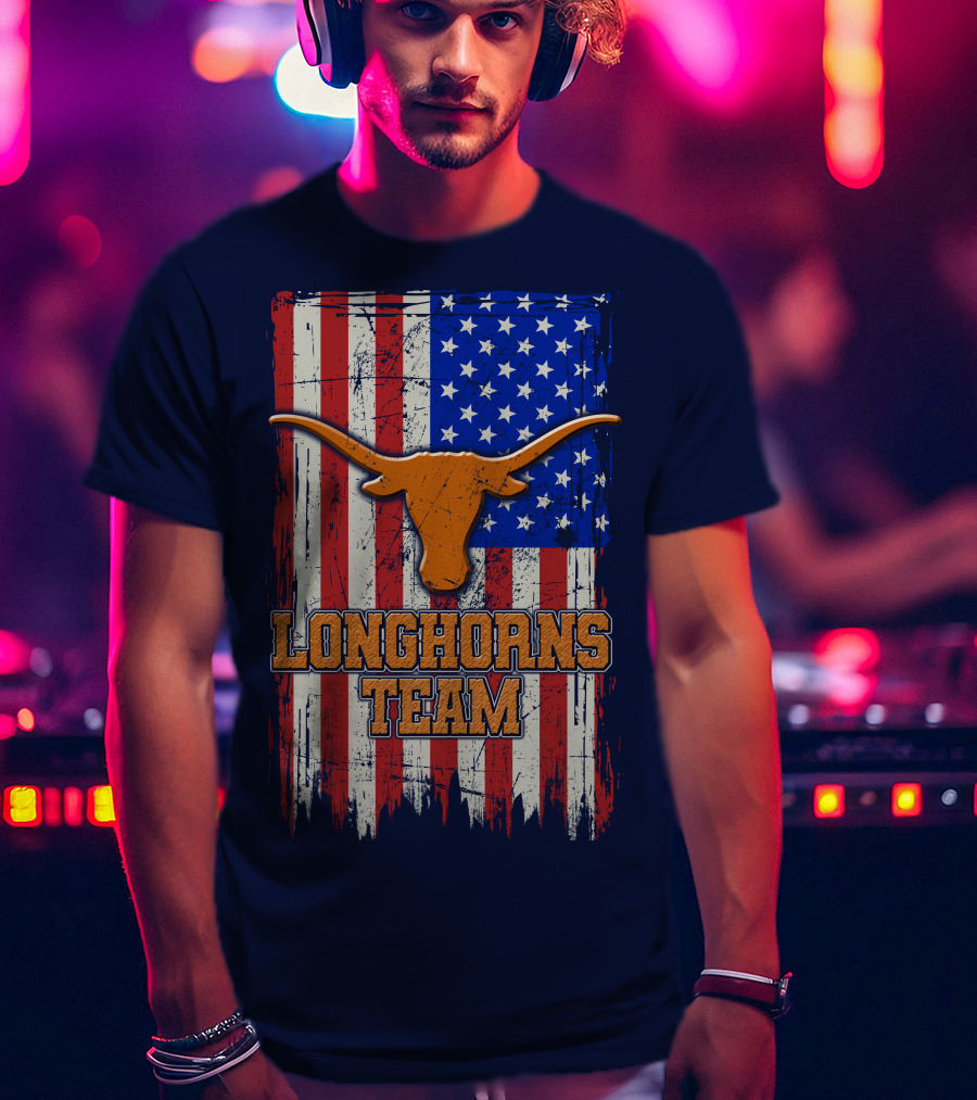 Longhorns Team American Flag T-Shirt
