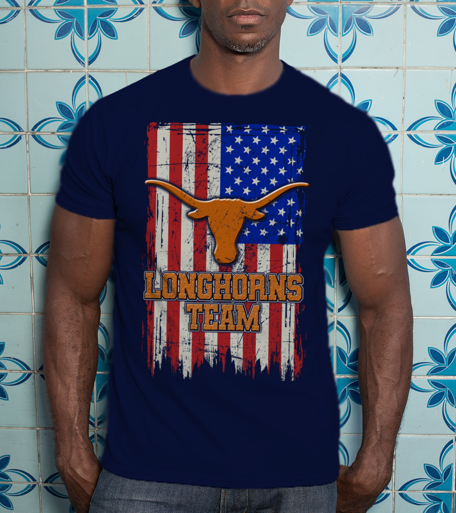 Longhorns Team American Flag T-Shirt