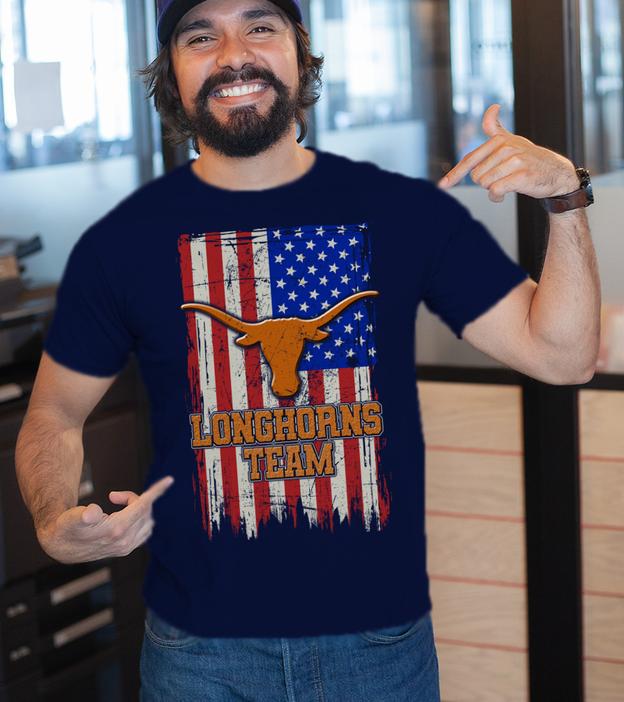 Longhorns Team American Flag T-Shirt