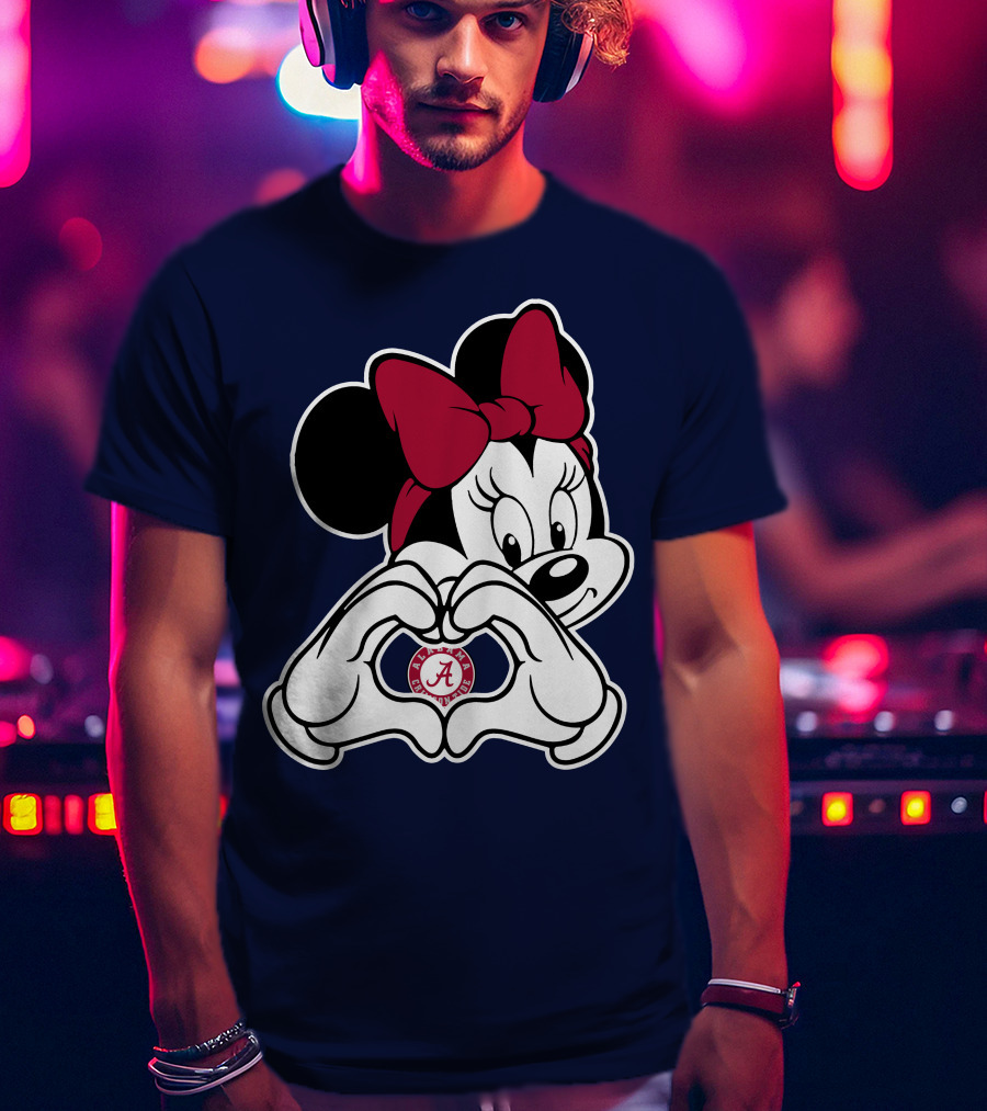Alabama Crimson Tide Minnie Heart Hands T-Shirt