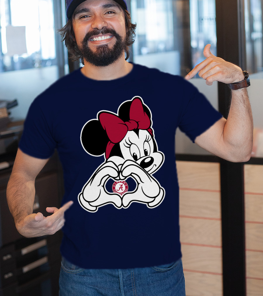Alabama Crimson Tide Minnie Heart Hands T-Shirt