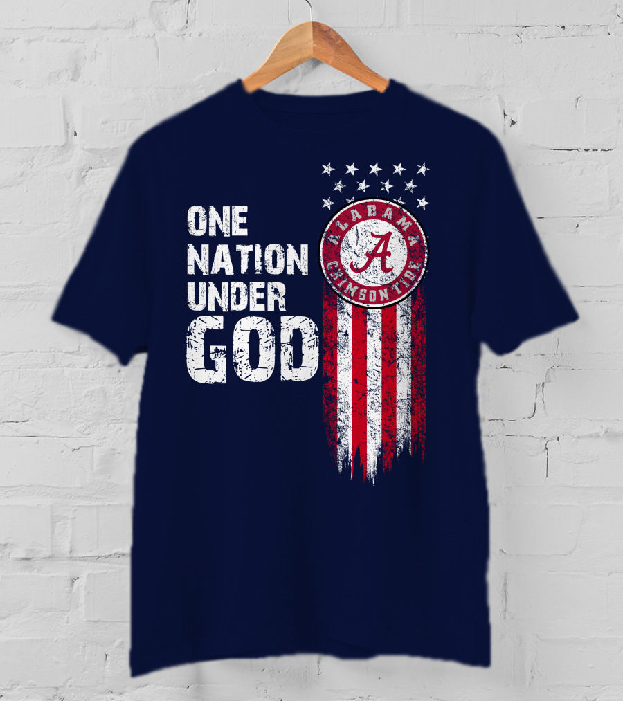 One Nation Under God Alabama Crimson Tide Stars And Stripes T-Shirt