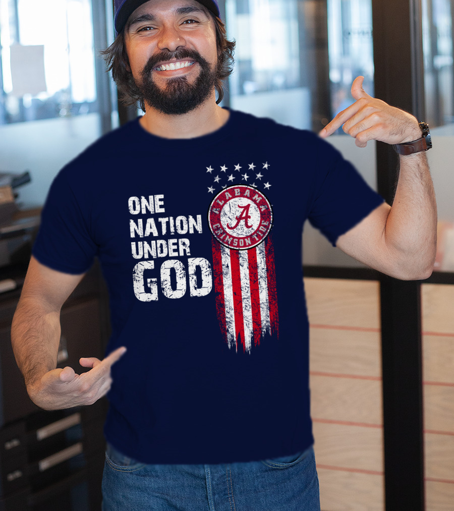 One Nation Under God Alabama Crimson Tide Stars And Stripes T-Shirt