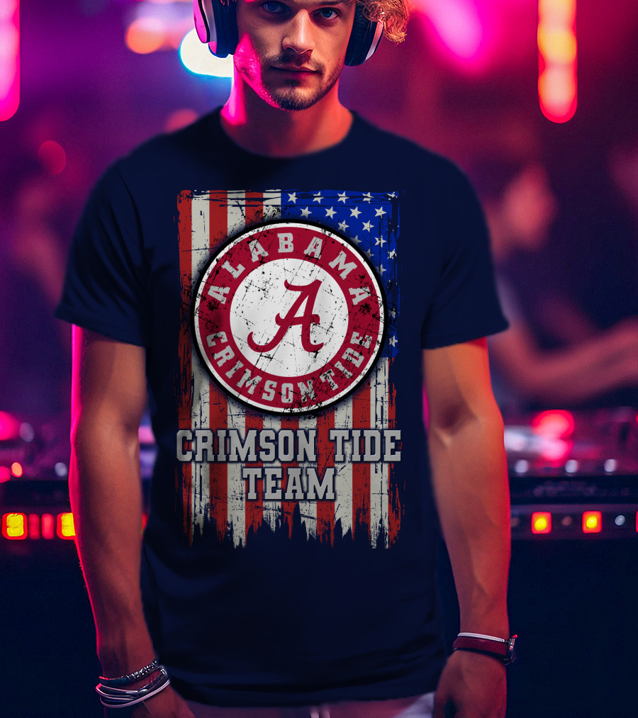 Alabama Crimson Tide Team Flag Usa T-Shirt