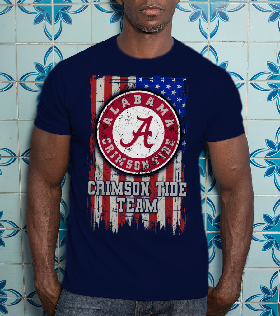 Alabama Crimson Tide Team Flag Usa T-Shirt