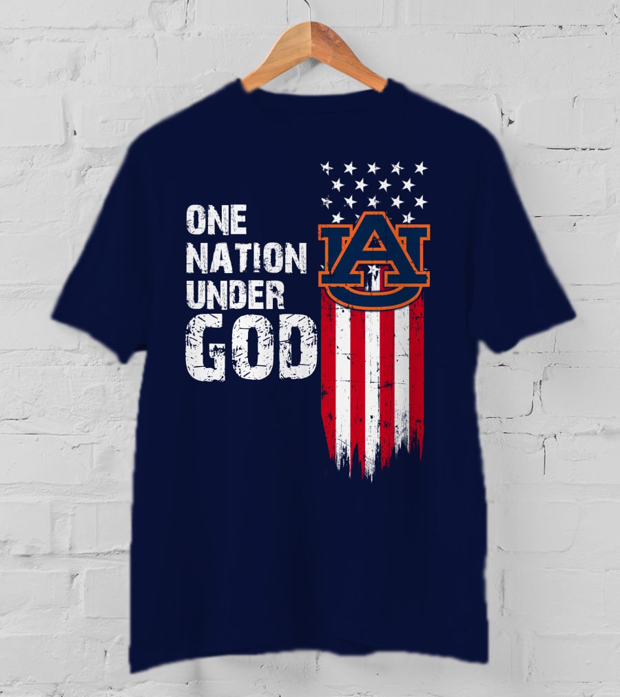 One Nation Under God Auburn Tigers Logo Stars And Stripes T-Shirt