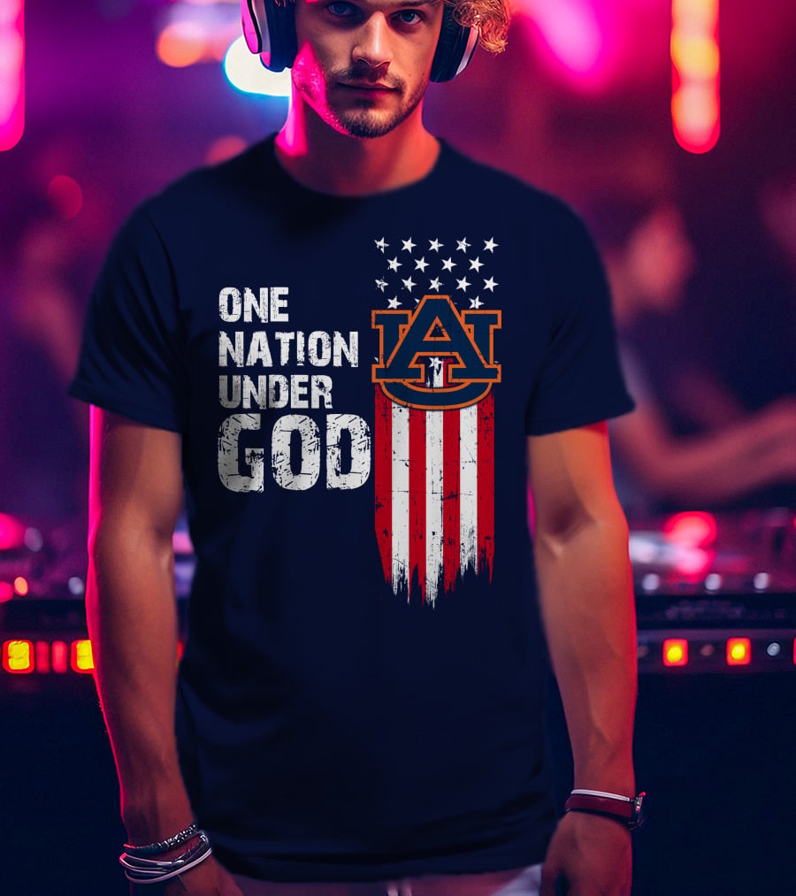One Nation Under God Auburn Tigers Logo Stars And Stripes T-Shirt