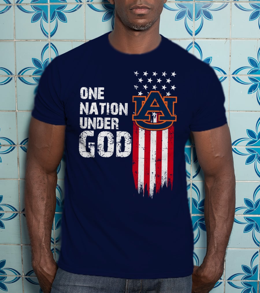 One Nation Under God Auburn Tigers Logo Stars And Stripes T-Shirt