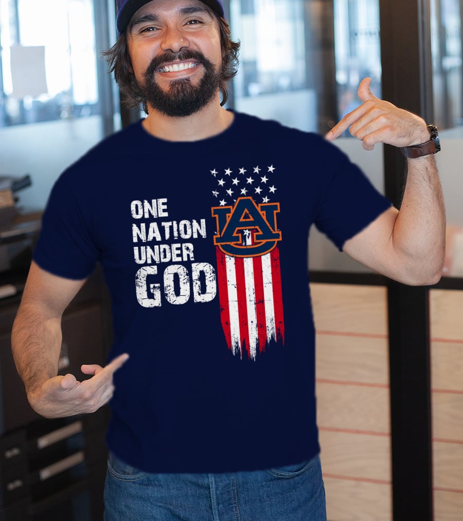 One Nation Under God Auburn Tigers Logo Stars And Stripes T-Shirt