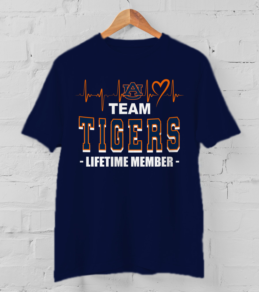 Team Tigers Lifetime Member Auburn Heartbeat T-Shirt