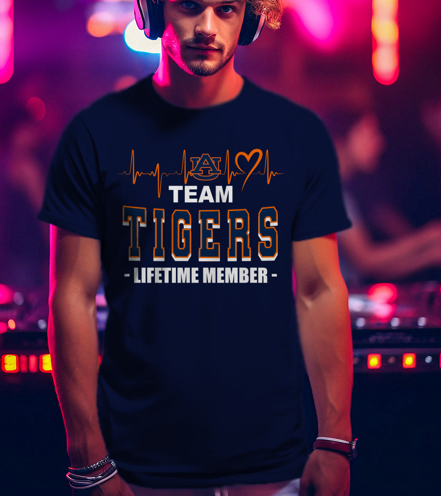 Team Tigers Lifetime Member Auburn Heartbeat T-Shirt