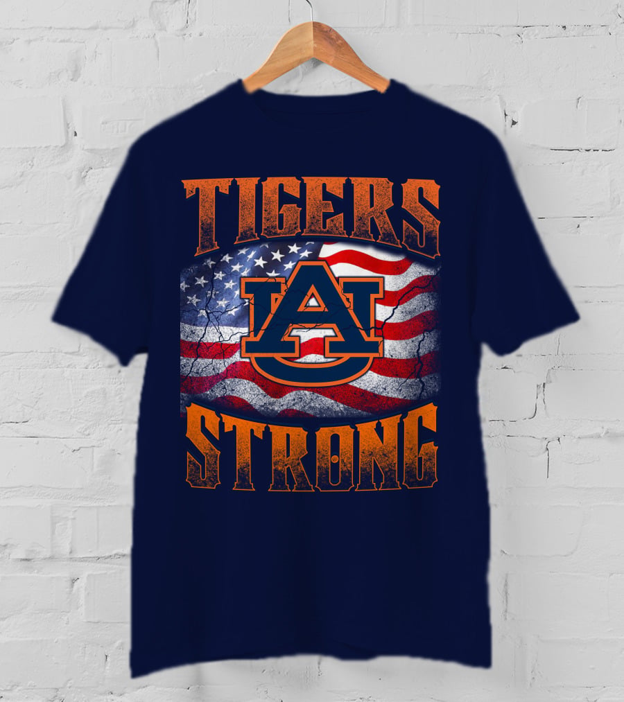 Auburn Tigers Strong American Flag T-Shirt