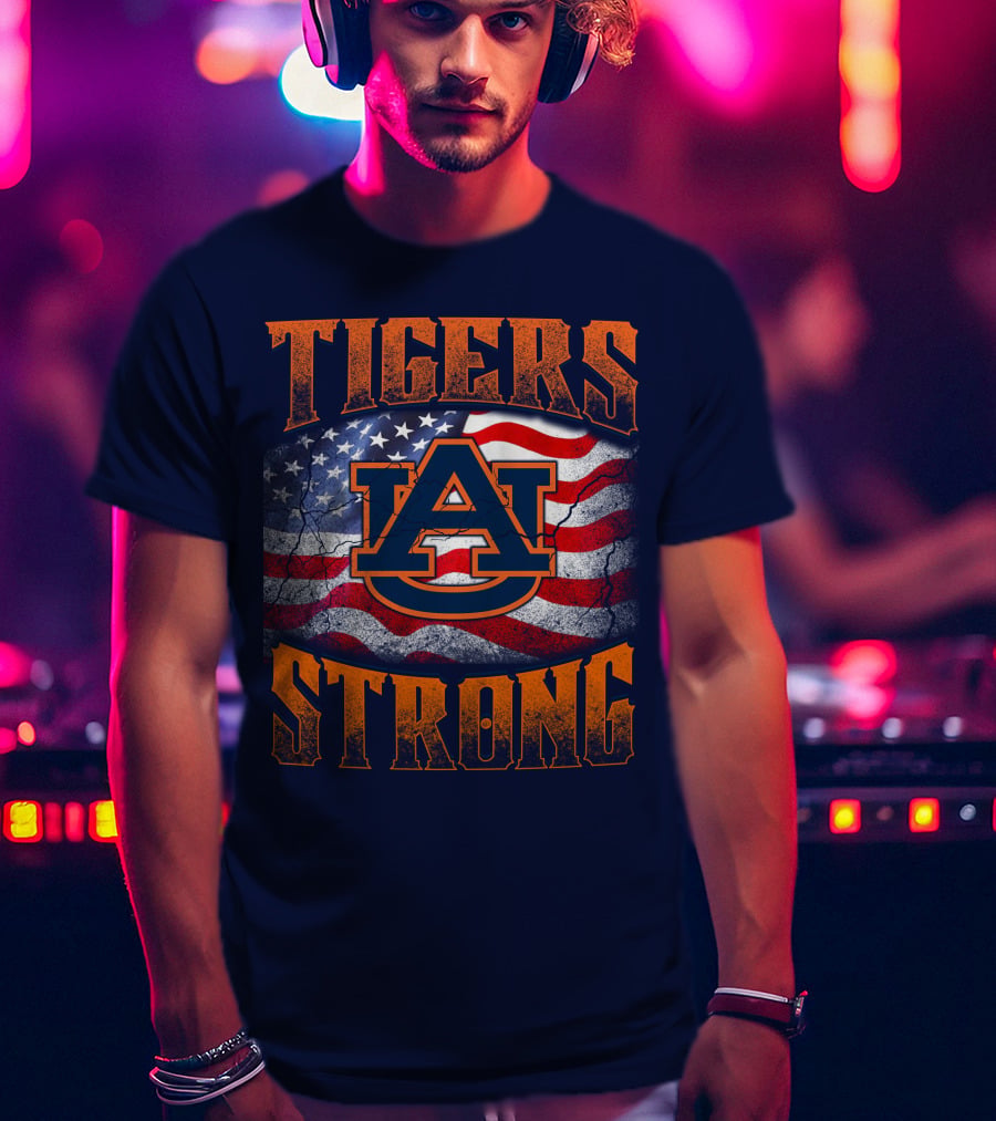 Auburn Tigers Strong American Flag T-Shirt