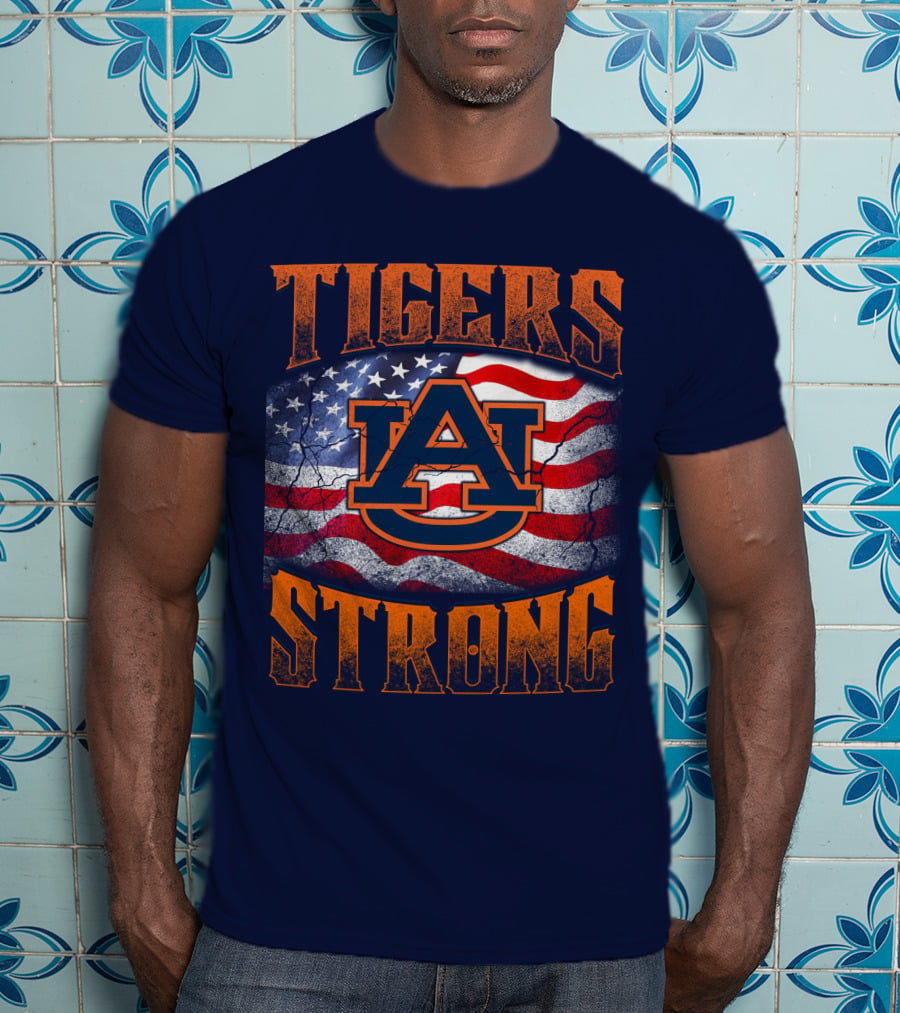Auburn Tigers Strong American Flag T-Shirt