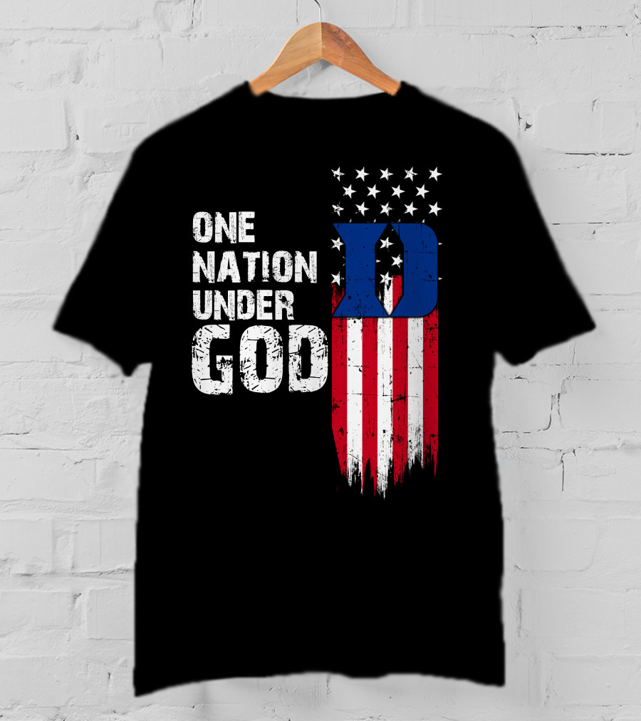 One Nation Under God Duke Blue Devils Usa Flag Stars And Stripes T-Shirt