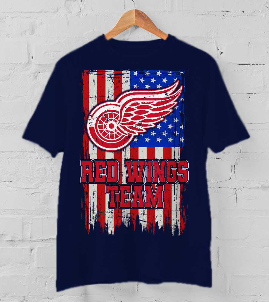 Detroit Red Wings Team American Flag T-Shirt