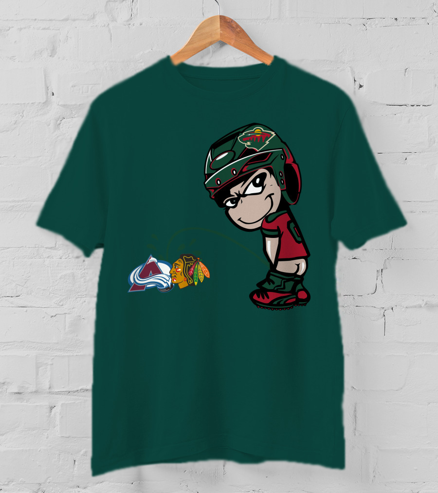 Minnesota Wild Character Mocking Colorado Avalanche And Chicago Blackhawks T-Shirt