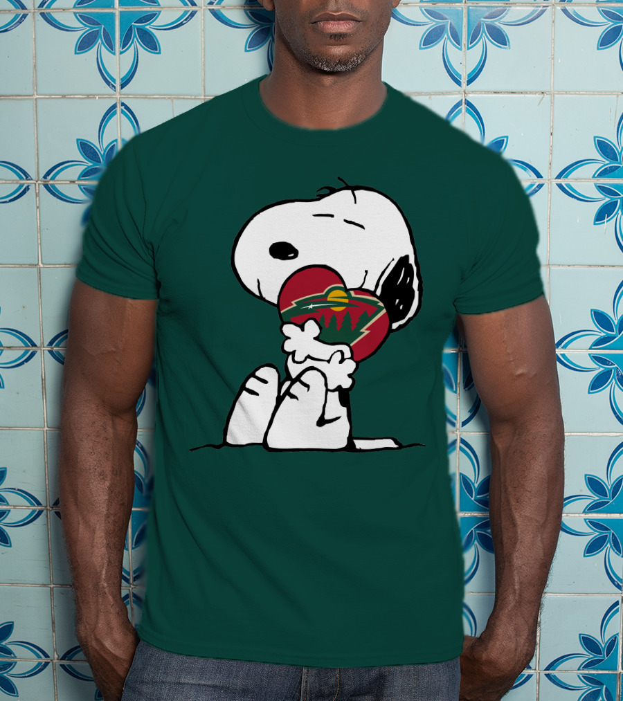Snoopy Holding Minnesota Wild Heart T-Shirt