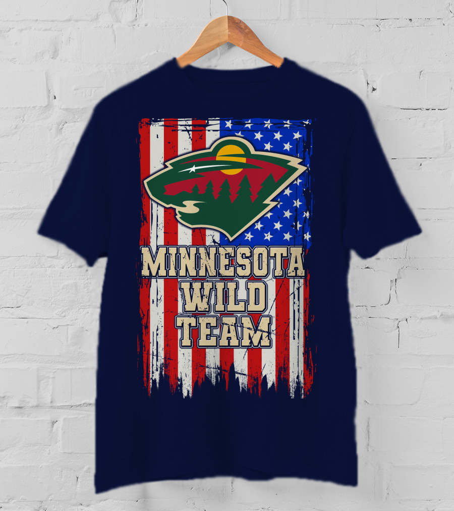 Minnesota Wild Team American Flag T-Shirt